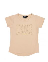 Dziewczęcy T-shirt z krótkim rękawem i dużym logo Chic Boxing. Brązowe koszulki dziewczęce LEONE 1947 APPAREL, l, bez wzorów, z bawełny, bez ramiączek. Za 63.11 zł.