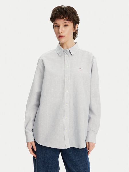 Tommy Jeans Koszula DW0DW20292 Niebieski Relaxed Fit. Niebieskie koszule damskie Tommy Jeans, l, bez wzorów, z bawełny, bez kołnierzyka, bez ramiączek. Za 239.99 zł.