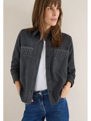 Cecil Bluzka w kolorze szarym rozmiar: XL. Szare bluzki damskie Cecil, xl, bez wzorów, z bawełny, bez kołnierzyka, bez ramiączek. Za 174.02 zł.