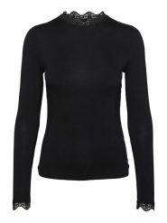 Vero Moda Koszulka "Rosa" w kolorze czarnym rozmiar: L. Czarne t-shirty damskie Vero Moda, l, bez wzorów, z koronki, bez kołnierzyka. Za 70.95 zł.