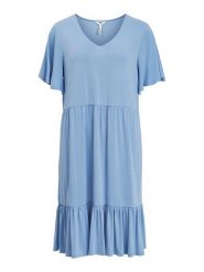 Object Sukienka "Jannie" w kolorze błękitnym rozmiar: XS. Niebieskie sukienki damskie .OBJECT, xs, bez wzorów, bez kołnierzyka, bez ramiączek, midi. Za 48.39 zł.