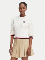 Tommy Jeans Sweter DW0DW22933 Biały Regular Fit. Białe swetry klasyczne damskie Tommy Jeans, s, z bawełny, bez kołnierzyka. Za 409.99 zł.