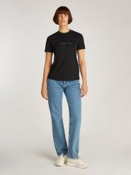 CALVIN KLEIN JEANS Koszulka w kolorze czarnym rozmiar: M. Czarne bluzki damskie Calvin Klein Jeans, m, bez wzorów, z bawełny, bez kołnierzyka, bez ramiączek. Za 100.99 zł.
