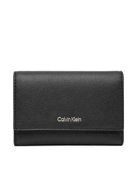 Calvin Klein Portfel Foil Logo Trifold W/ Zip Pocket LV04F1117G Czarny. Czarne portfele damskie CALVIN KLEIN, bez wzorów, ze skóry. Za 229.99 zł.