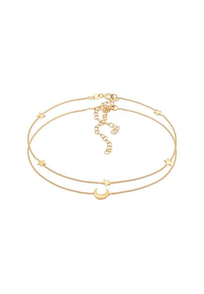 Elli Damska bransoletka na kostkę Gwiazda półksiężyc astro zestaw 2- częściowy w pozłacanym srebrze 925 Sterling Silver Bransoletki na nogę 1 ct Damsk. Szare bransoletki damskie Elli, pozłacane. Za 248.99 zł.