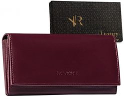 Portfel skórzany Rovicky R-RD-35-GCL Plum fioletowy. Fioletowe portfele damskie ROVICKY, bez wzorów, ze skóry. Za 79.00 zł.