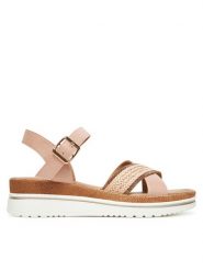 Clara Barson Sandały WS2506-05 Różowy. Czerwone sandały damskie Clara Barson, bez wzorów, z materiału, bez obcasa, na koturnie. Za 119.99 zł.