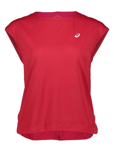 Asics Koszulka sportowa w kolorze czerwonym rozmiar: M. Czerwone bluzki sportowe damskie Asics, m, bez wzorów, bez ramiączek. Za 109.00 zł.