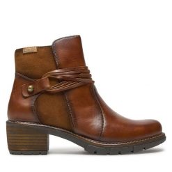 Botki Pikolinos. Brązowe botki damskie Pikolinos, bez obcasa, na słupku, bez zapięcia. Za 619.99 zł.
