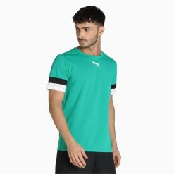 Koszulka piłkarska męska PUMA teamRISE Jersey. Czarne t-shirty sportowe męskie Puma, m, z jersey, bez ramiączek, do piłki nożnej. Za 99.94 zł.
