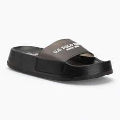 Klapki damskie U.S. Polo Assn. AMAMI009A. Czarne klapki damskie U.S. Polo Assn., bez wzorów, z materiału, bez obcasa. Za 99.99 zł.
