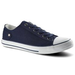 Granatowe Trampki Big Star Męskie Lekkie Półbuty. Niebieskie półbuty męskie Big Star, z jeansu, bez zapięcia. Za 99.99 zł.