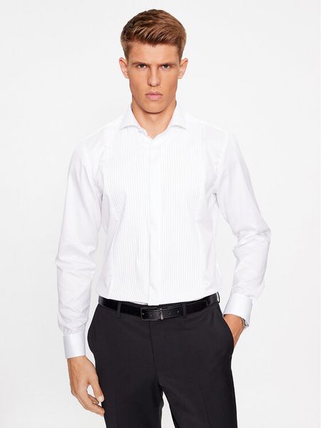Eterna Koszula 4138/FK8V Biały Slim Fit. Białe koszule męskie Eterna, m, bez wzorów, z bawełny, bez kołnierzyka, bez ramiączek. Za 269.99 zł.