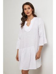 Lin Passion Lniana sukienka w kolorze białym rozmiar: 38/40. Białe sukienki damskie Lin Passion, bez wzorów, ze lnu, klasyczne, bez kołnierzyka, bez ramiączek, mini. Za 173.99 zł.