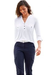 Heine Bluzka w kolorze białym rozmiar: 46. Białe bluzki damskie Heine, bez wzorów, bez kołnierzyka, bez ramiączek. Za 56.99 zł.