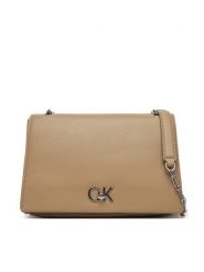 Calvin Klein Torebka Ck Medium Conv Chain Bag K60K612810 Beżowy. Brązowe torebki klasyczne damskie CALVIN KLEIN, bez wzorów, ze skóry, wizytowe, bez kołnierzyka, bez ramiączek. Za 349.99 zł.