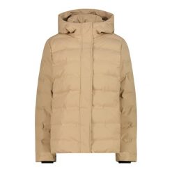 Kurtka puchowa zapinana na zamek z odpinanym kapturem damska CMP. Brązowe kurtki damskie CMP, bez wzorów, z puchu, z kapturem. Za 489.99 zł.