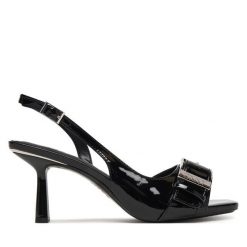 Sandały DKNY. Czarne sandały damskie DKNY, bez wzorów, bez obcasa, na szpilce. Za 619.99 zł.