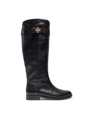 Tory Burch Kozaki Destription 158799-006 Czarny. Czarne kozaki damskie Tory Burch, ze skóry, bez obcasa, na płaskiej podeszwie. Za 2,879.00 zł.