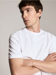 T-shirt regular z bawełny pima - biały. Białe t-shirty męskie Reserved, l, bez wzorów, z bawełny, bez kołnierzyka. Za 99.99 zł.