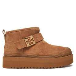 Botki Tory Burch. Brązowe botki damskie Tory Burch, bez obcasa, na płaskiej podeszwie, bez zapięcia. Za 1,169.00 zł.