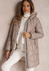Beżowa Kurtka Pikowana z Kapturem Tuula. Brązowe kurtki damskie Renee, l, z aplikacjami, z kapturem. Za 189.99 zł.