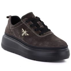 Skórzane półbuty damskie na platformie brązowe Vinceza 41523. Brązowe półbuty damskie VINCEZA, bez wzorów, ze skóry, sportowe, bez obcasa, na platformie. Za 155.99 zł.