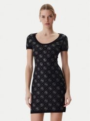 Guess Sukienka dzianinowa W6RK92 Z3JD2 Czarny Regular Fit. Czarne sukienki damskie Guess, xl, z aplikacjami, z dzianiny, bez kołnierzyka, bez ramiączek. Za 629.99 zł.