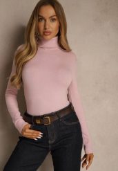 Różowy Golf z Bawełną w Klasycznym Stylu Reiredia. Czerwone golfy damskie Renee, bez wzorów, z bawełny, bez ramiączek. Za 49.99 zł.