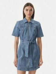 Calvin Klein Jeans Sukienka jeansowa LV047G738G Niebieski Slim Fit. Niebieskie sukienki damskie Calvin Klein Jeans, xl, bez wzorów, z bawełny, bez kołnierzyka, bez ramiączek. Za 409.99 zł.