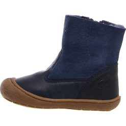 Skórzane botki w kolorze granatowym. Niebieskie botki dziewczęce Lamino Shoes, z wełny, bez zapięcia. W wyprzedaży za 162.95 zł.
