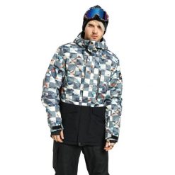 Kurtka snowboardowa męska Quiksilver Mission Printed Block. Brązowe kurtki męskie Quiksilver, m, bez wzorów, bez kaptura, snowboardowy. Za 719.99 zł.