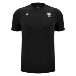 Koszulka Albańska Travel 2024/25. Czarne t-shirty sportowe męskie Macron, bez ramiączek, do piłki nożnej. Za 224.50 zł.
