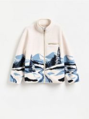 Bluza sherpa ze stójką - jasnoniebieski. Niebieskie bluzy bez kaptura męskie Reserved, l, z dzianiny. Za 199.99 zł.