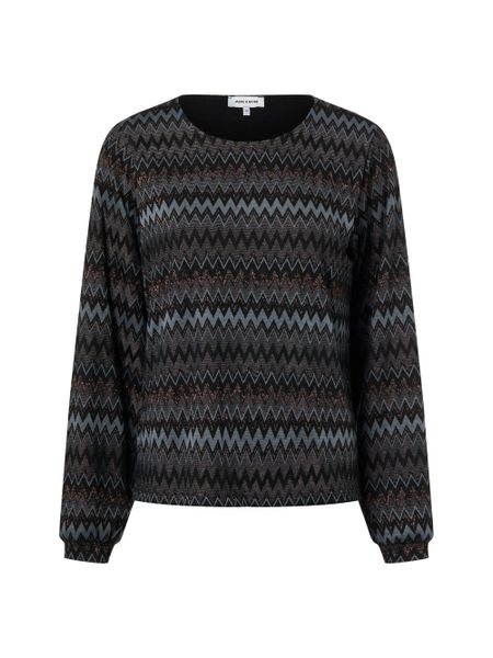 More & More Damska koszulka z długim rękawem Kobiety czarny|niebieski|brązowy wzorzysty, 46. Brązowe t-shirty damskie MORE & MORE, bez wzorów, bez kołnierzyka. Za 179.95 zł.