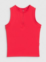 4F Crop-top slim damski - czerwony S. Czerwone topy damskie 4f, s, bez wzorów, z dzianiny, bez kołnierzyka. W wyprzedaży za 49.99 zł.
