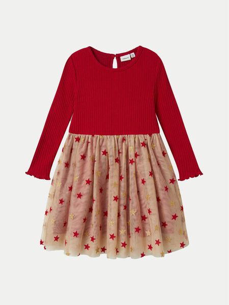 NAME IT Sukienka codzienna 13236039 Czerwony Regular Fit. Czerwone sukienki dziewczęce Name it, bez wzorów, z syntetyku, bez ramiączek. Za 79.99 zł.