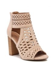 DeeZee Sandały WS2011-02 Beżowy. Brązowe sandały damskie DeeZee, bez wzorów, z materiału, bez obcasa, na słupku. Za 159.99 zł.