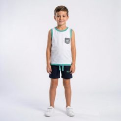 Męski Zestaw Sportowy Treningowy Bawełna Elastan Biało-Niebieski. Białe szorty sportowe męskie ELPLAYER, m, z bawełny, do biegania. Za 92.00 zł.