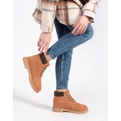 Original Walkman Shoes Camelowe Traperki Ze Skóry brązowe. Brązowe obuwie trekkingowe damskie na zimę. Za 141.46 zł.
