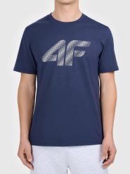 Koszulka t-shirt męski bawełniany z dużym logo granatowy 4F TSHIRT M3342. Niebieskie t-shirty męskie 4f, m, bez wzorów, z bawełny, bez kołnierzyka. Za 59.99 zł.