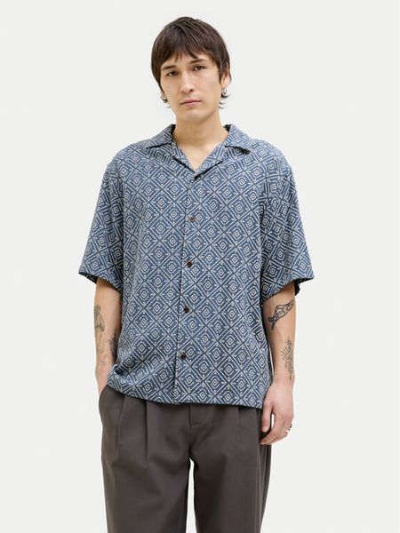 Jack & Jones Koszula Bluvincent 12273289 Niebieski Relaxed Fit. Niebieskie koszule męskie Jack & Jones, l, bez wzorów, z bawełny, bez kołnierzyka, bez ramiączek. Za 99.99 zł.