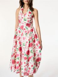 Sukienka midi z lyocellem - wielobarwny. Sukienki damskie Reserved, l, bez wzorów, z lyocellu, bez kołnierzyka, bez ramiączek, midi, rozkloszowane. Za 199.99 zł.