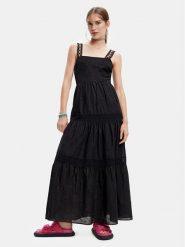 Desigual Sukienka letnia 23SWVW66 Czarny Regular Fit. Czarne sukienki damskie Desigual, na lato, l, bez wzorów, z bawełny, bez kołnierzyka, bez ramiączek. Za 509.99 zł.