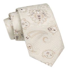 Klasyczny Męski Krawat - ALTIES - Jasny Beż, Kwiaty. Krawaty i muchy męskie Alties, bez wzorów, z tkaniny, eleganckie. Za 49.00 zł.