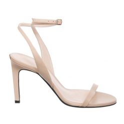 CALVIN KLEIN sandały damskie ze skóry naturalnej, beżowe. Brązowe sandały damskie CALVIN KLEIN, bez wzorów, z materiału, bez obcasa, na obcasie. Za 489.99 zł.
