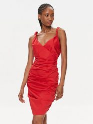 Pinko Sukienka koktajlowa Afrodite 103080 A1KH Czerwony Slim Fit. Czerwone sukienki damskie Pinko, bez wzorów, z bawełny, wizytowe, bez kołnierzyka, bez ramiączek. Za 819.99 zł.