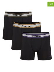 Reebok Bokserki (3 pary) "Anselm" w kolorze czarnym rozmiar: L. Czarne bokserki męskie Reebok, bez wzorów. Za 70.24 zł.