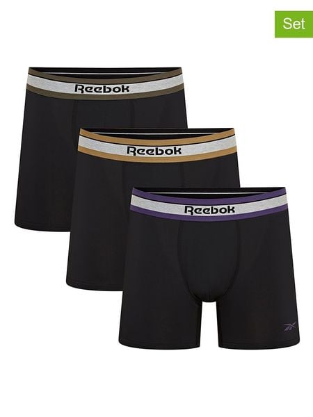 Reebok Bokserki (3 pary) "Anselm" w kolorze czarnym rozmiar: L. Czarne bokserki męskie Reebok, bez wzorów. Za 65.54 zł.
