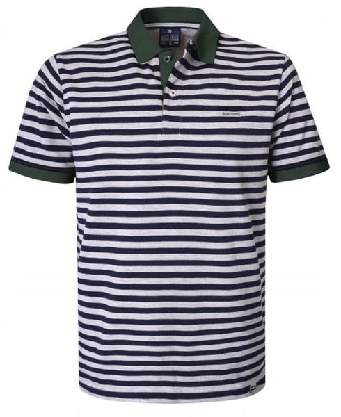 Męska, Bawełniana Koszulka Polo - Pako Jeans - Zielone Akcenty, Paski. Zielone koszulki polo męskie Pako Jeans, l, bez wzorów, z bawełny, bez ramiączek. Za 119.00 zł.